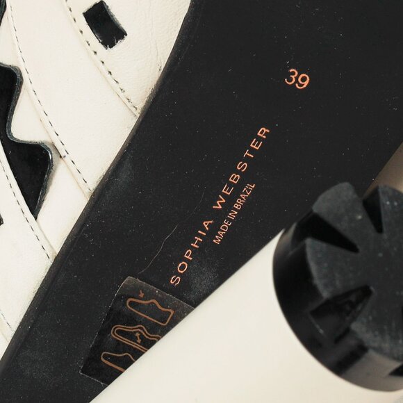 Sophia Webster White & Black Lace-Up Heeled Ankle Boots - Picture 5 of 11